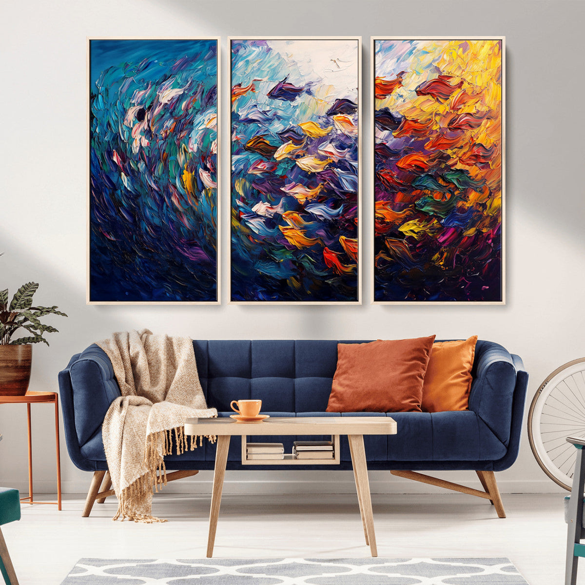 Vibrant Abstract Fish Swarm Art – Colorful Fish Inspired
