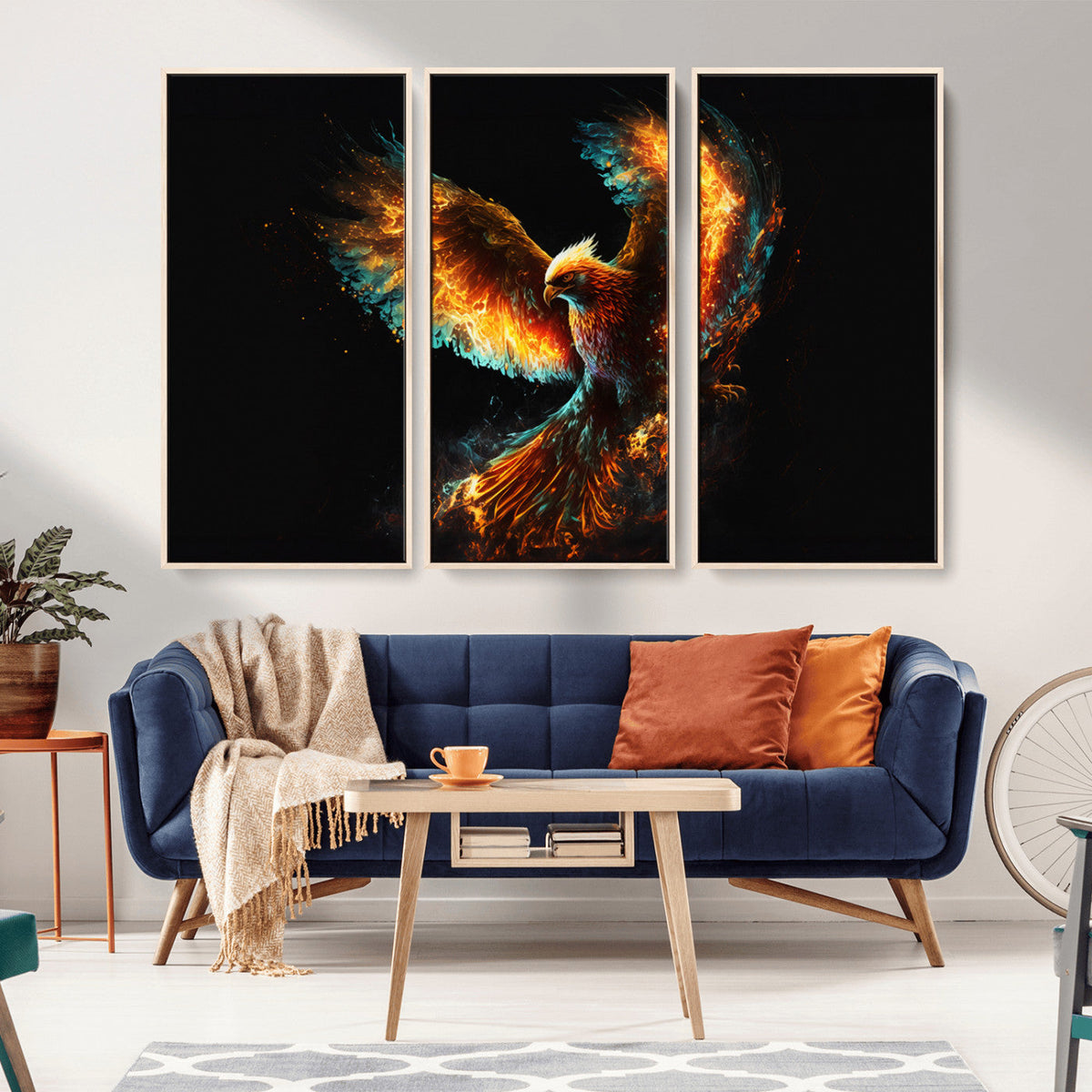 Fiery Phoenix Canvas Print | Ready to Hang Wall Art | Bold