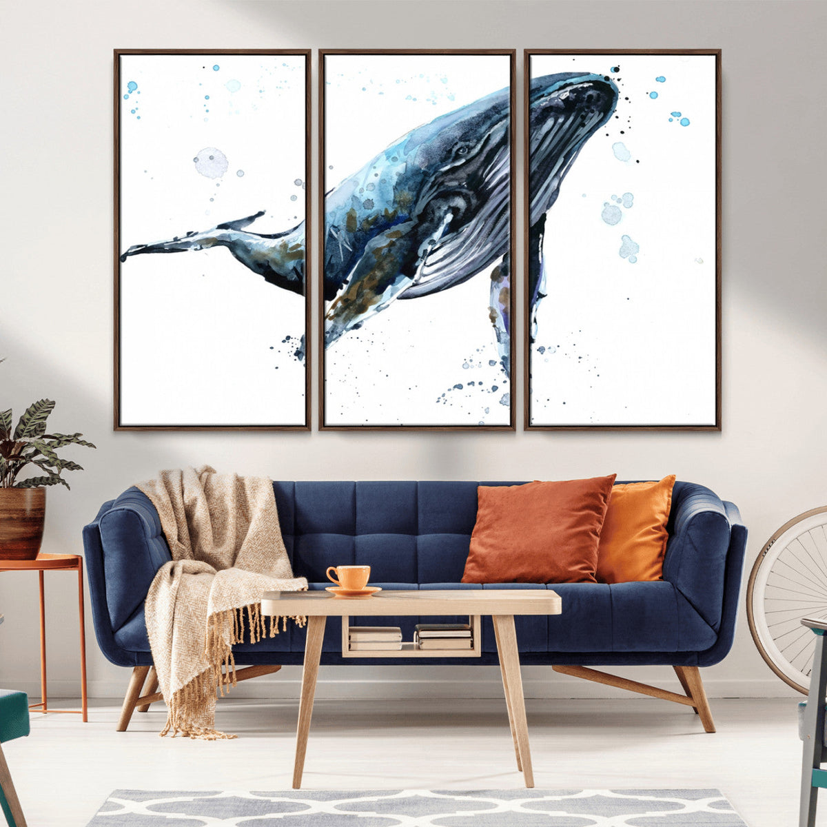 Watercolor Whale Wall Art Canvas Print