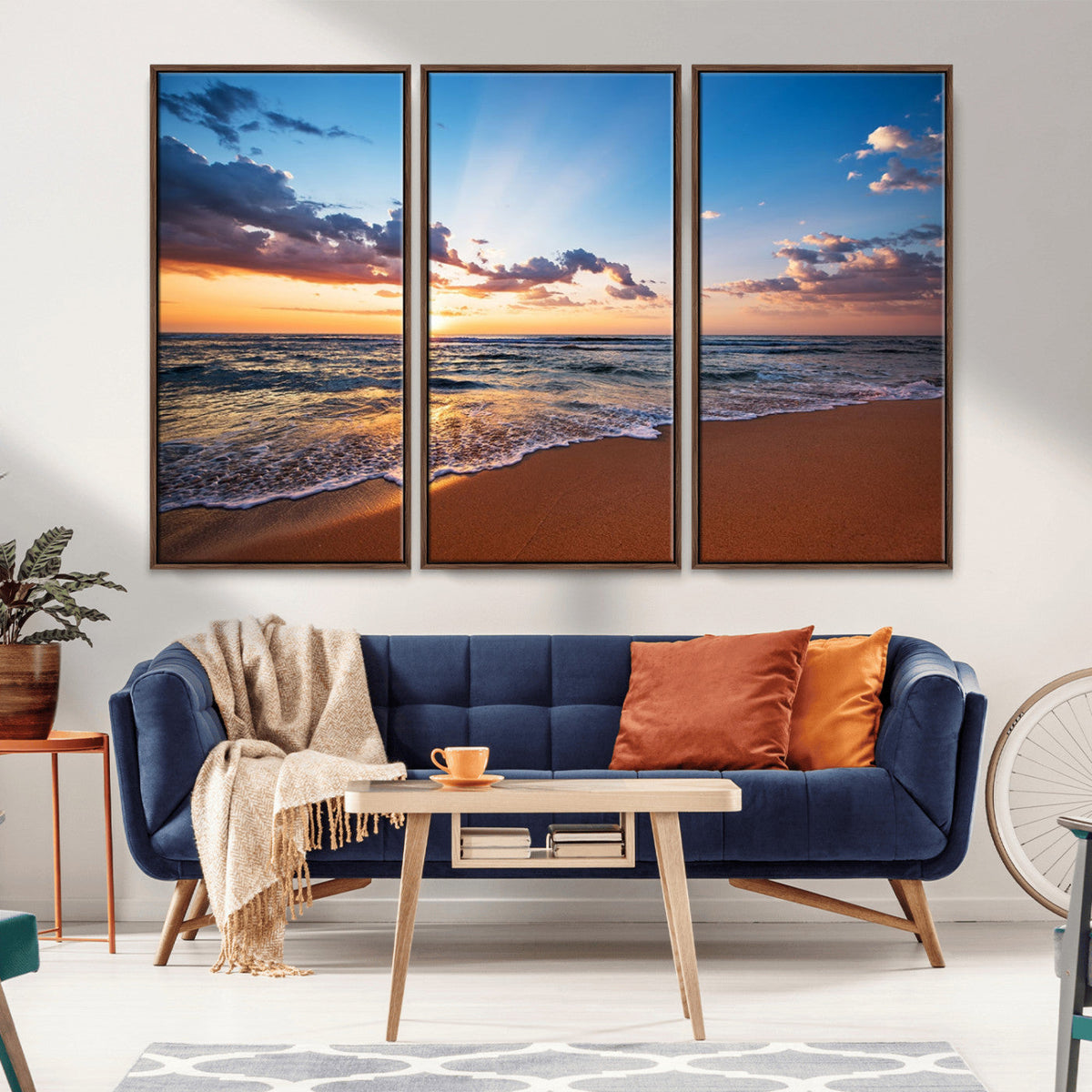 Serene Ocean Sunset Canvas Print, Golden Hour Beach Wall