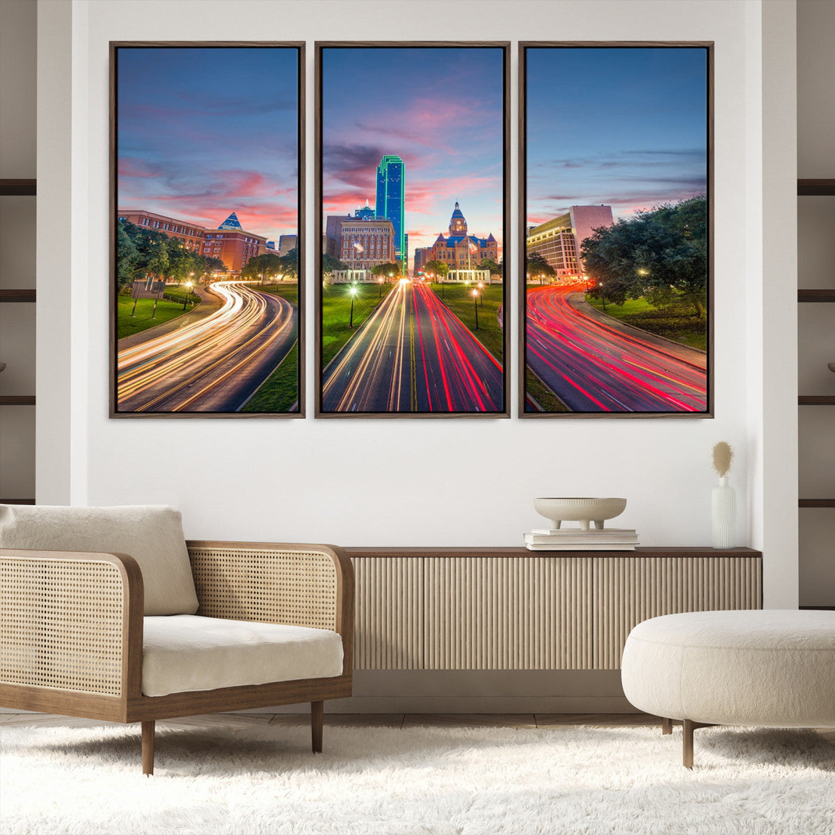 Dallas City Lights Large Wall Art Dallas Cityscape Canvas