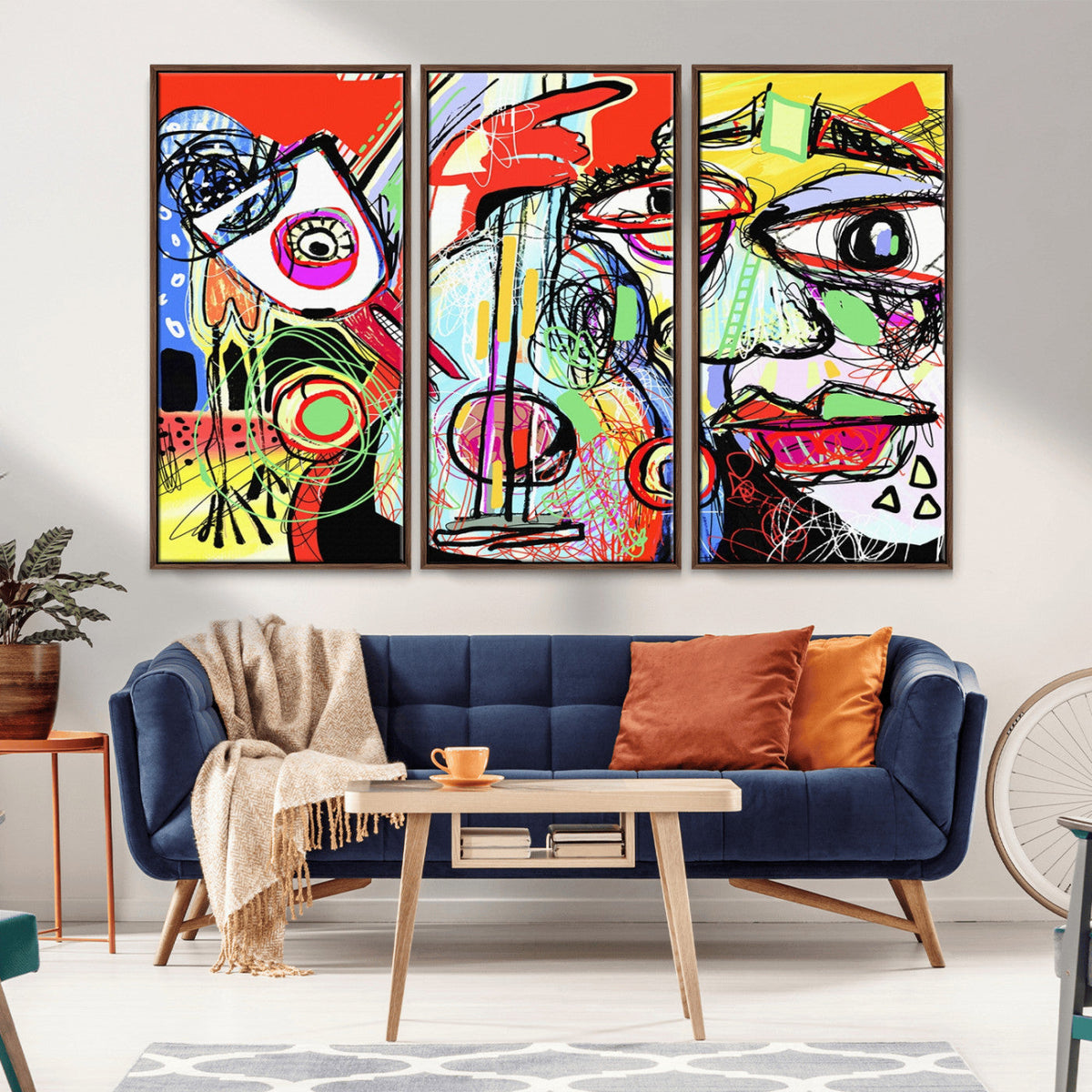 Picasso Style Art Abstract Canvas Wall Art Print , Colorful