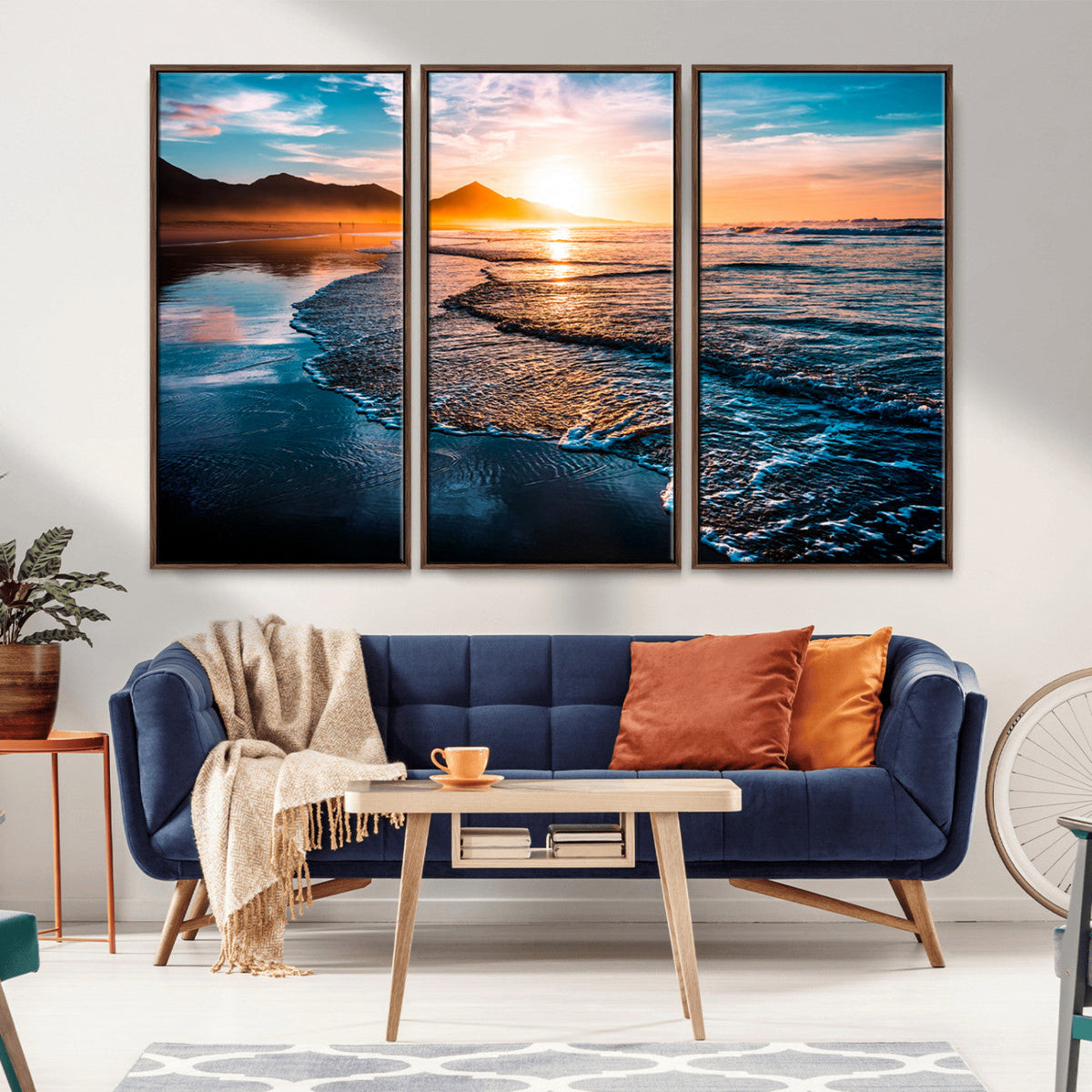 Sunset Beach Ocean Canvas Wall Art – Tranquil Ocean