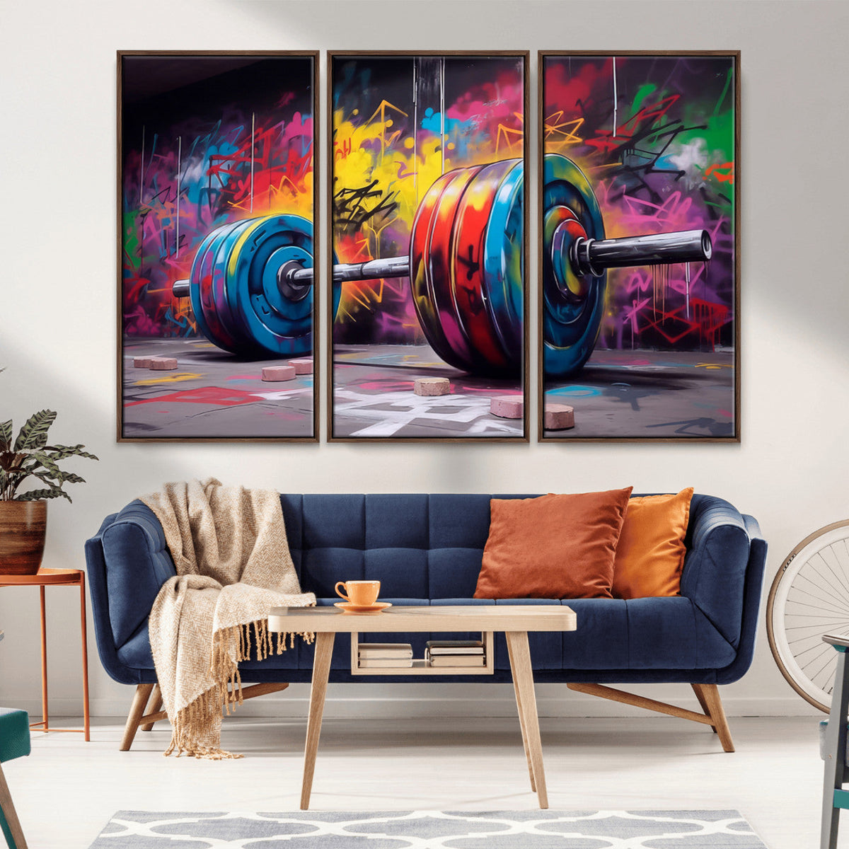 Abstract Graffiti Barbell Canvas Wall Art – Urban Fitness