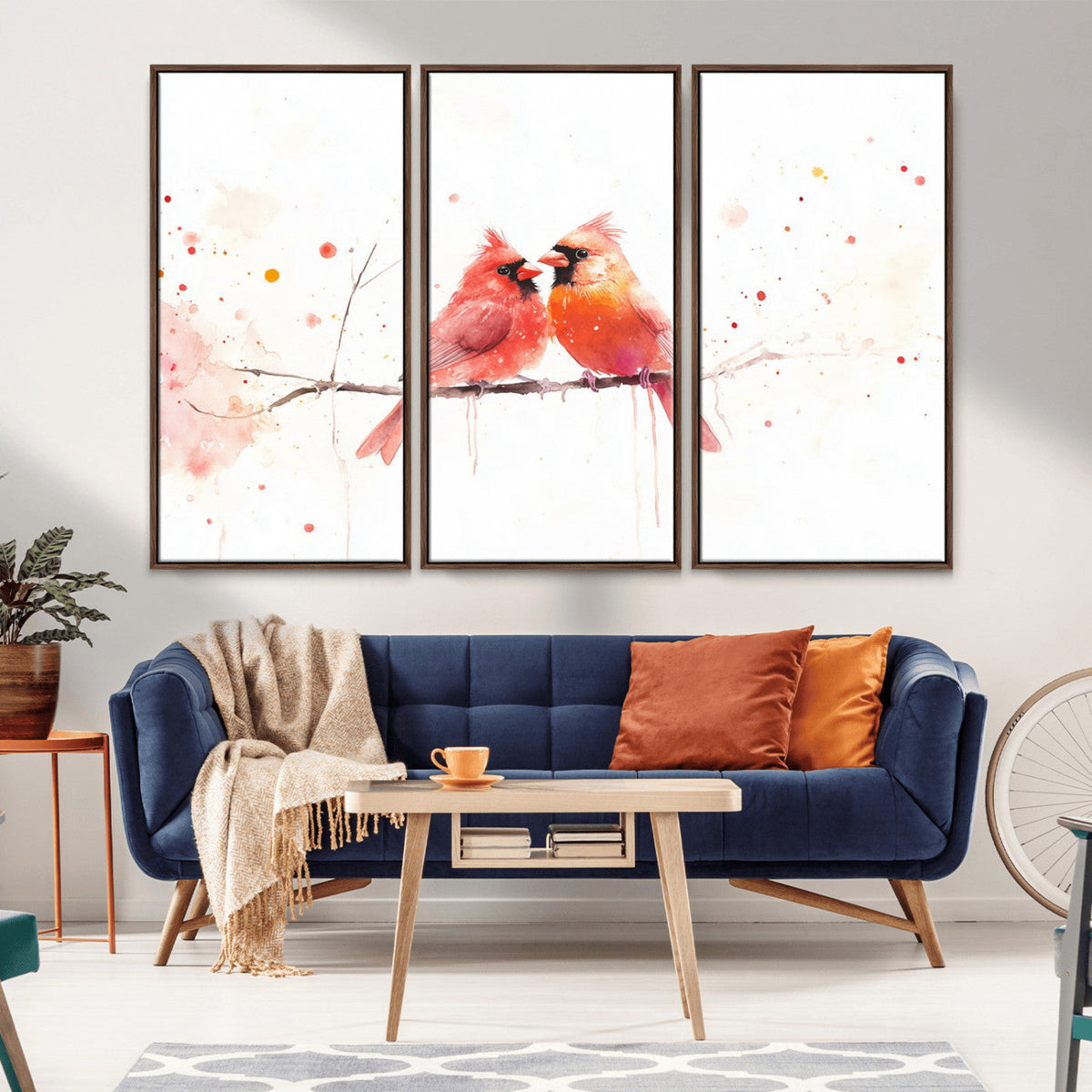 Cardinal Bird Canvas Wall Art - Male and Female Cardinal