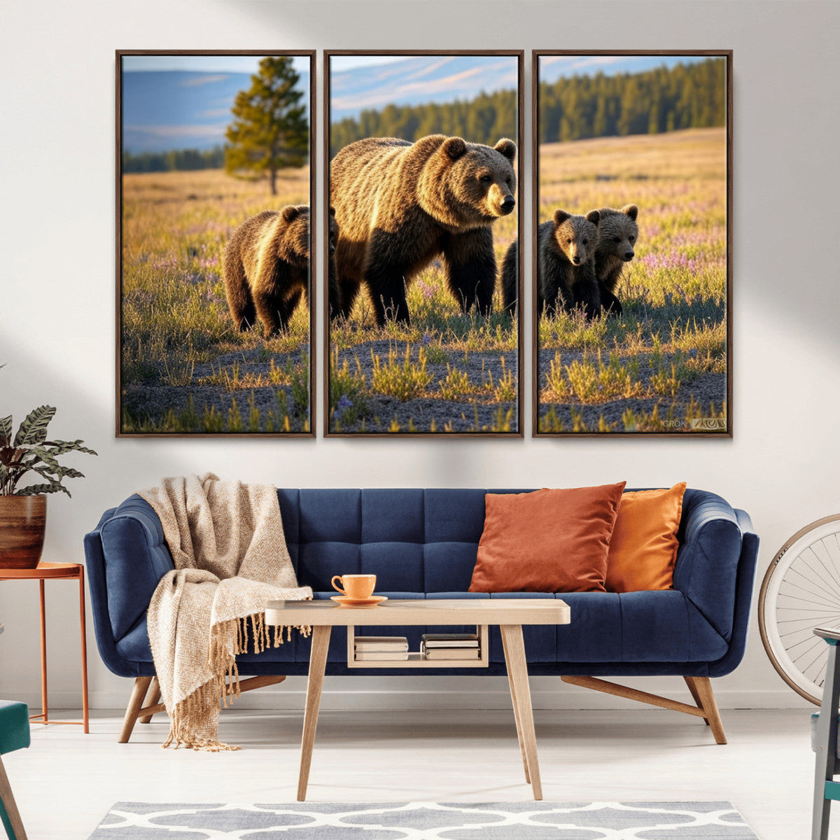 Grizzly Bear Family Wall Art Canvas Print – Majestic