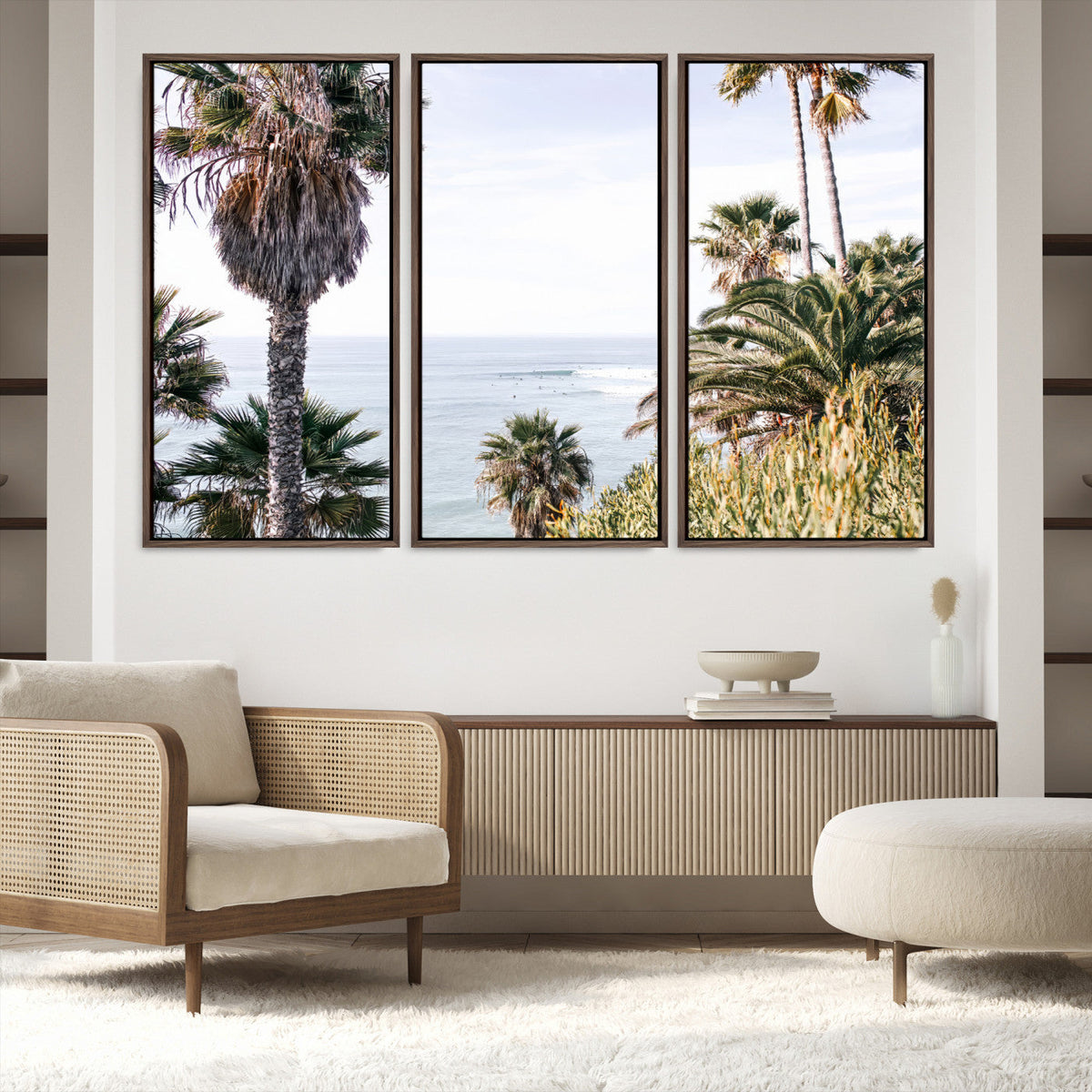 Coastal Palm Trees Wall Art Canvas Print – Framed Ocean