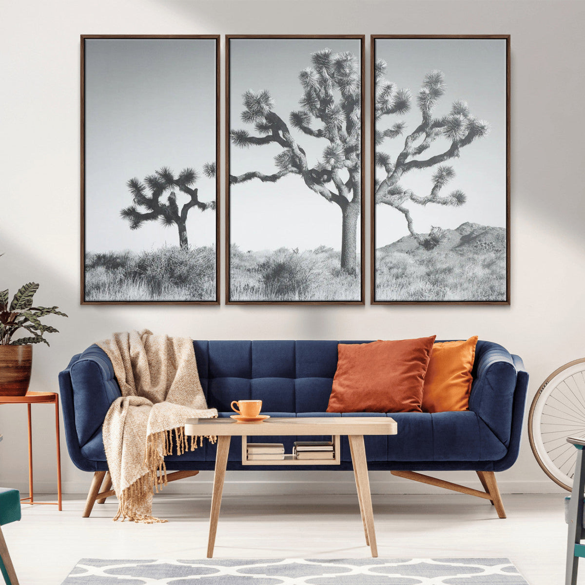 Joshua Tree Wall Art Canvas Print – Framed Black White
