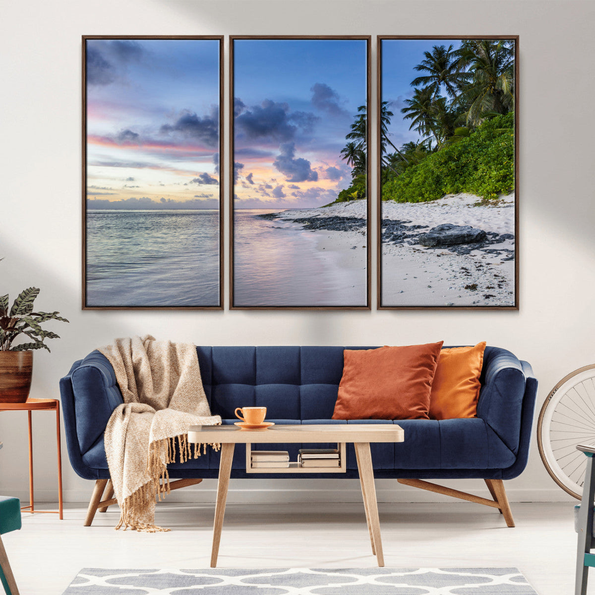 Tropical Beach Wall Art Canvas Print – Framed Sunset Glow