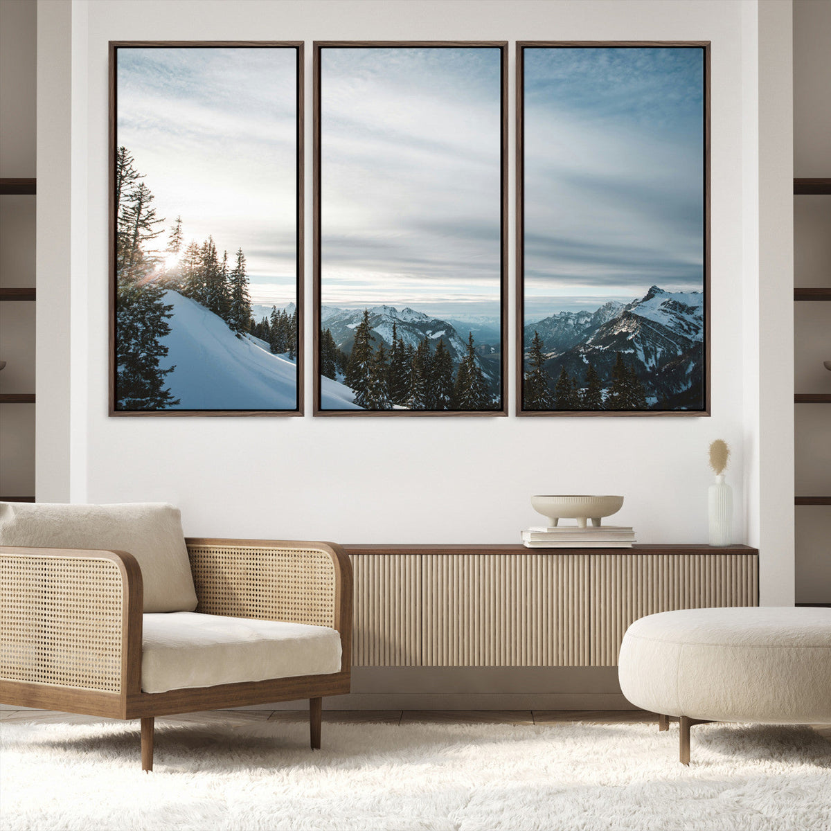 Snowy Mountain Wall Art Canvas Print – Frosty Peaks Alpine