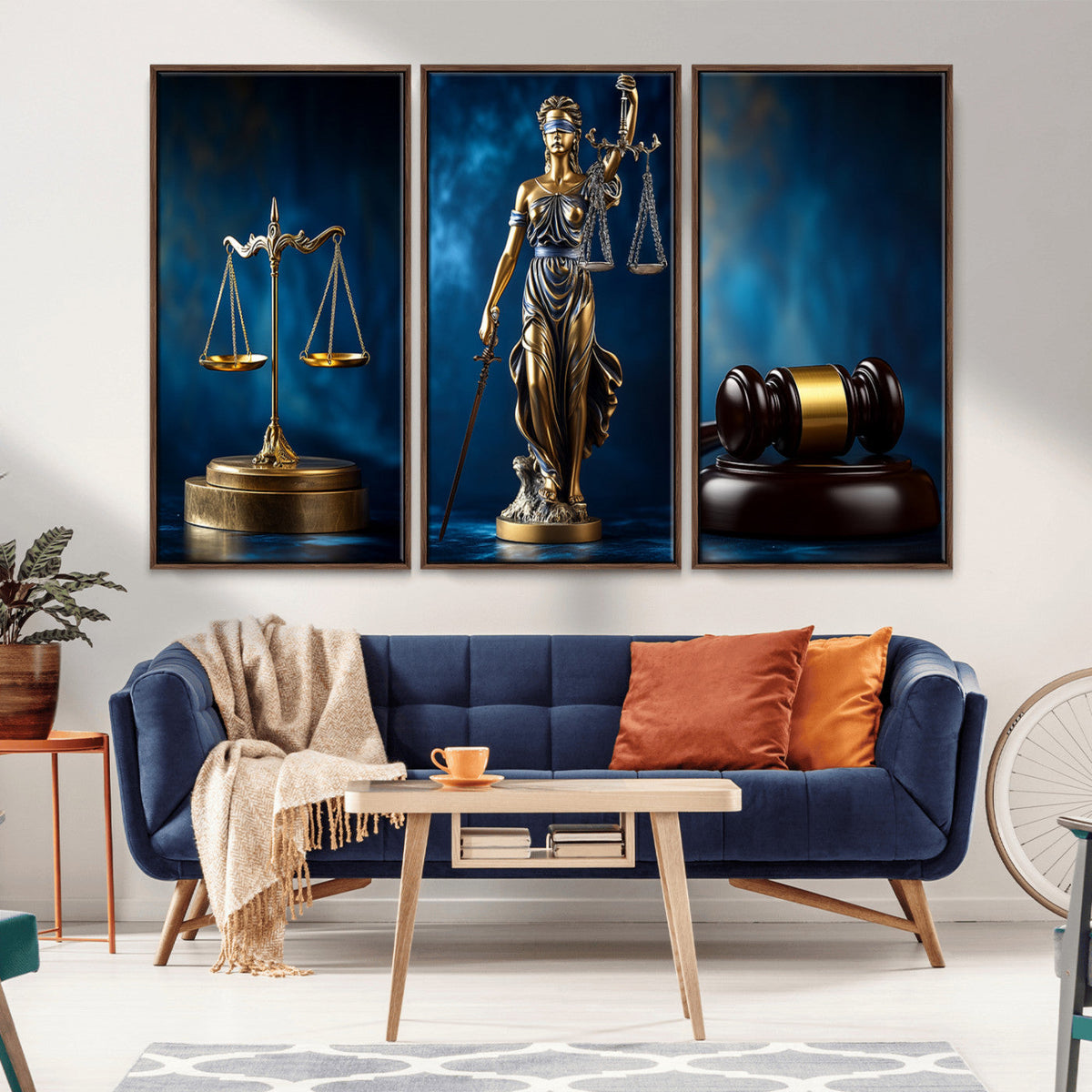 Lady Justice Wall Art Canvas Print – Elegant Gold Legal