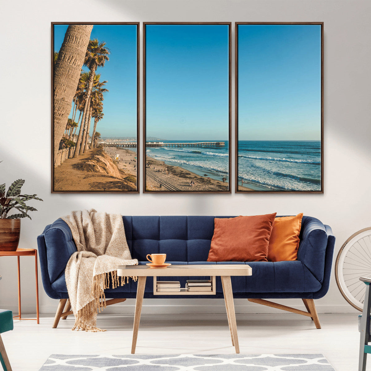 Scenic Beach Wall Art Canvas Print – Tall Palm Trees, Sandy