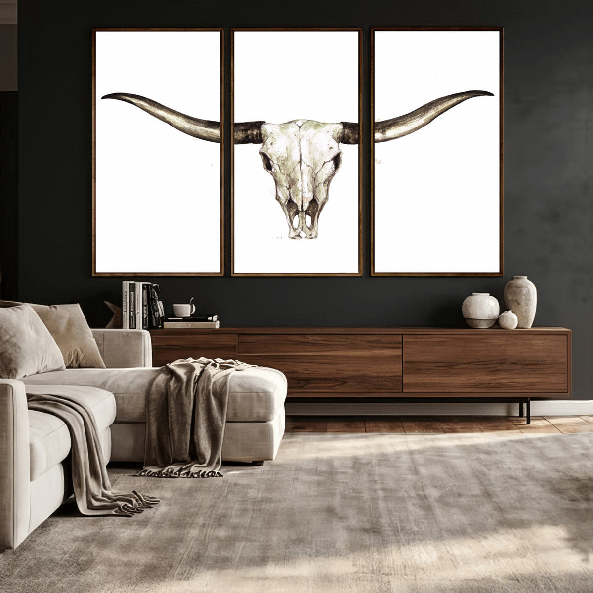 Longhorn Skull Wall Art Canvas Print – Rustic Western