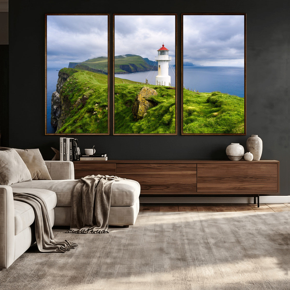 Cliffside Lighthouse Wall Art Canvas Print – Coastal
