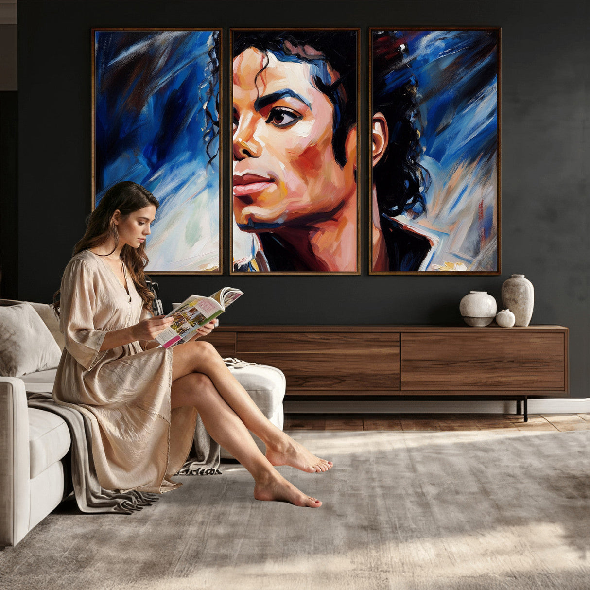 Abstract Michael Jackson Photo Wall Art Canvas Print