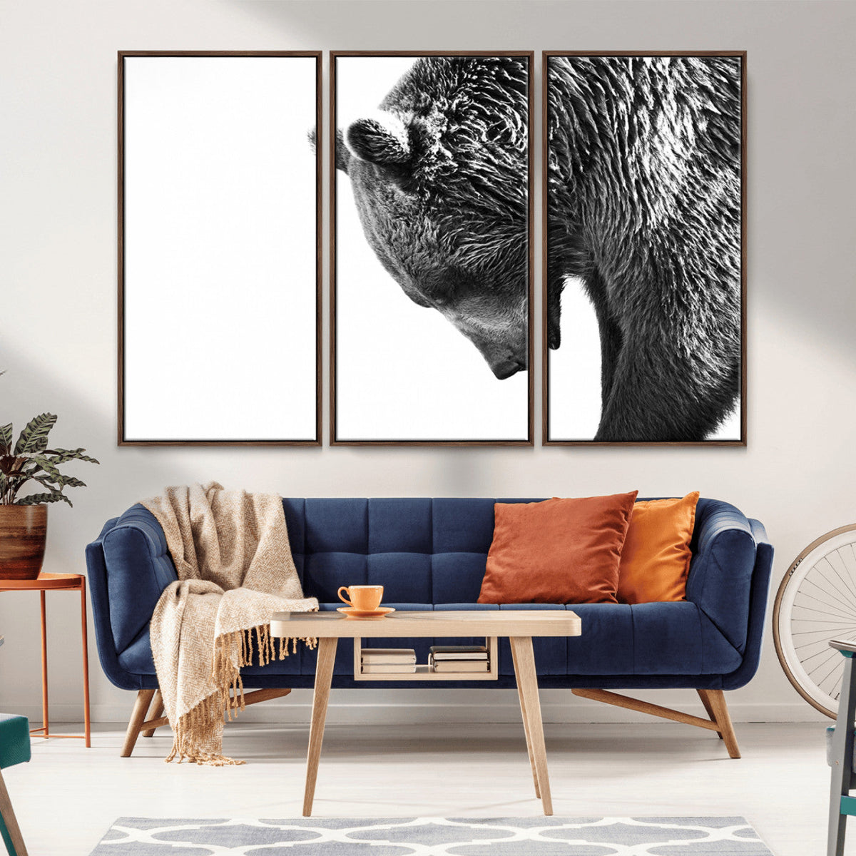 Black and White Grizzly 399 Bear Canvas Print Wall Art |