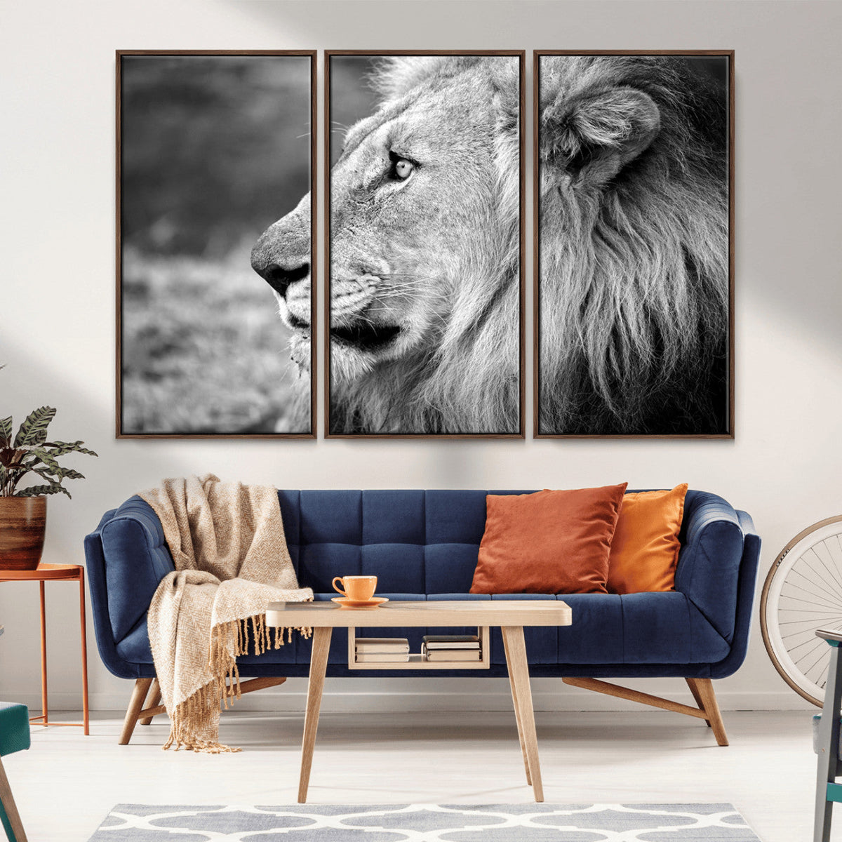 Lion Wall Art Canvas Print – Framed Majestic Wildlife