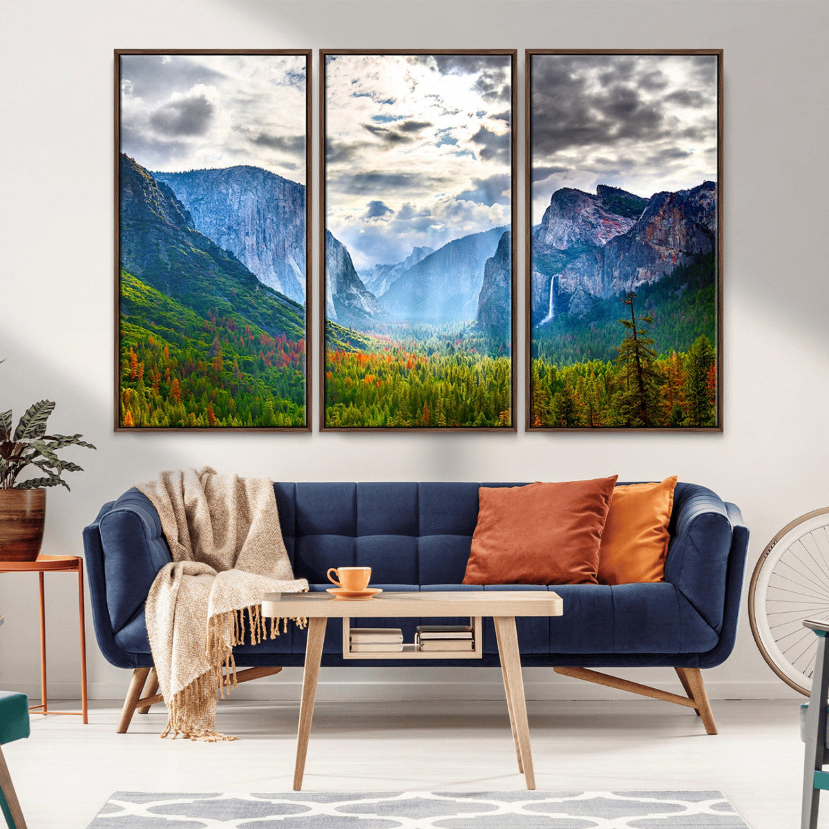 Yosemite Park Half Dome 3 Panel Canvas Print | Large Giclée