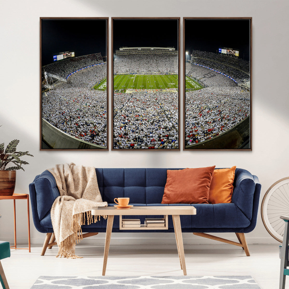 Beaver Stadium Night Game Triple Canvas Wall Art - Penn