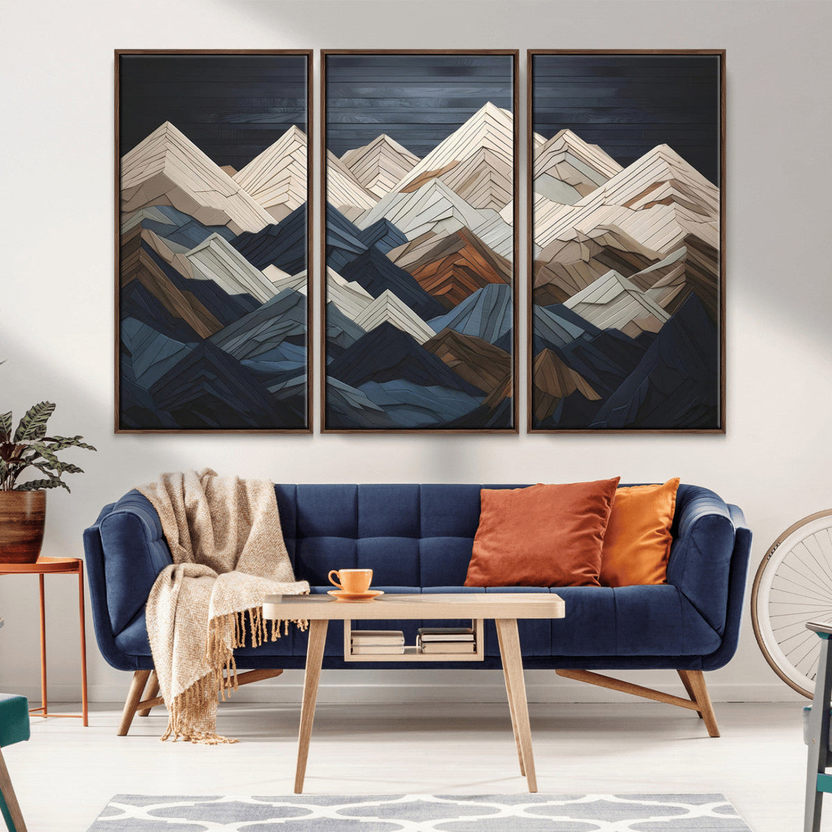 Mountain Wall Art – Modern Geometric Landscape Canvas Print,