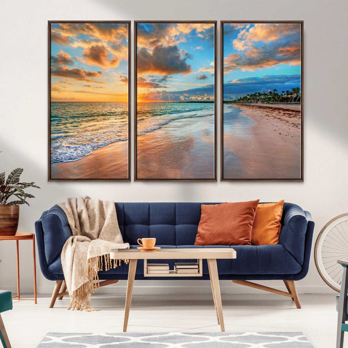 Serene Beach Sunset Wall Art | Coastal Ocean Canvas Print |