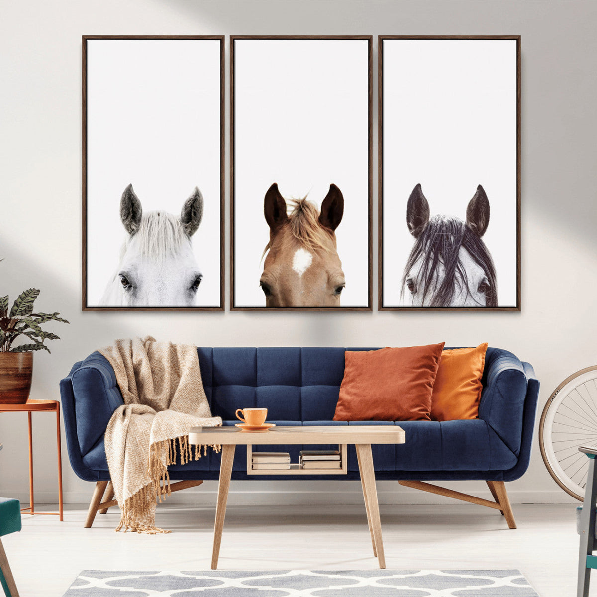 Horse Prints Set, Set of 3 Horse Wall Art, Horses Portraits,