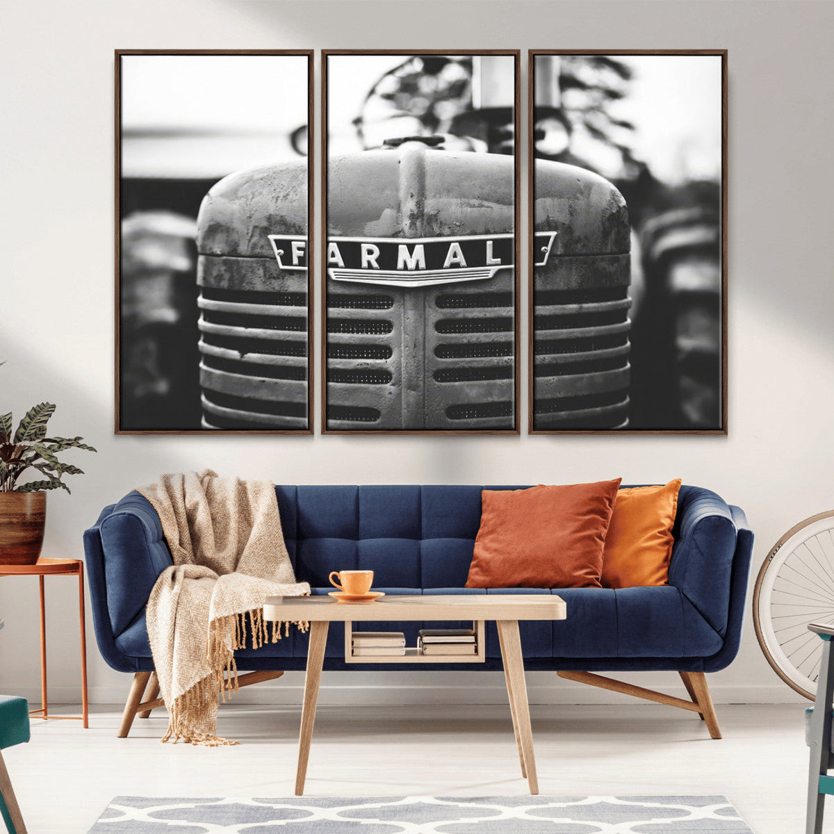 Vintage Farmall Tractor Wall Art Canvas Print, Rustic