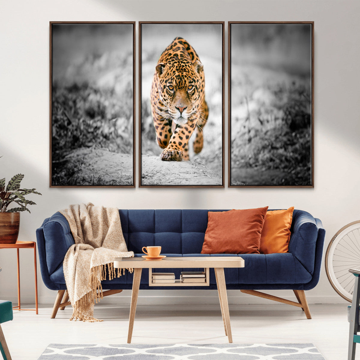 Jaguar Wall Art Canvas Print - Majestic Big Cat in Focused