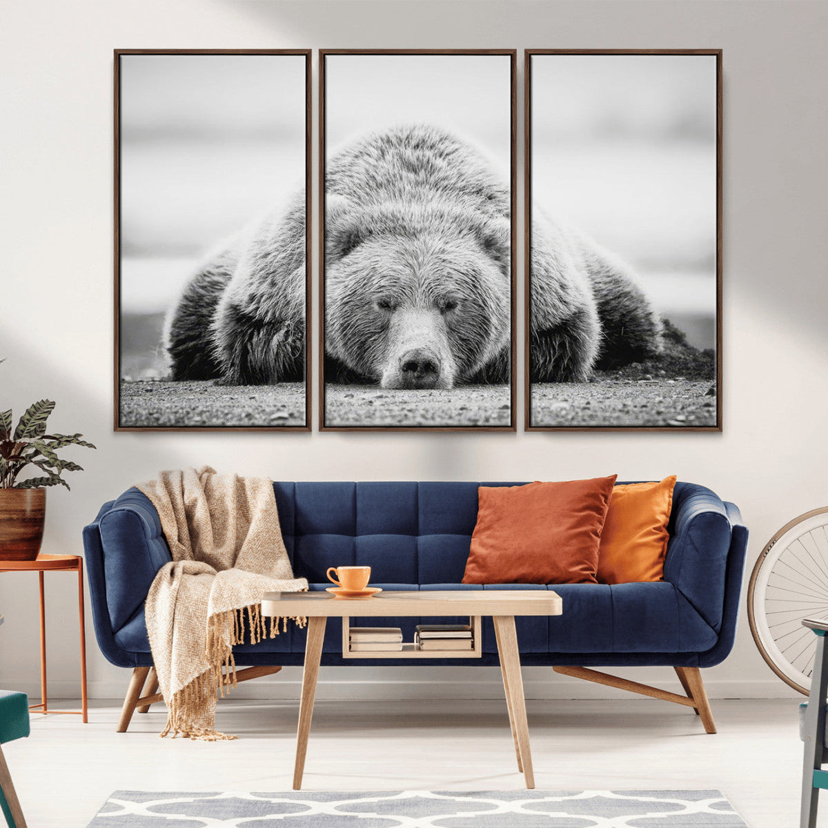 Resting Grizzly Bear Wall Art Canvas Print – Majestic Lazy