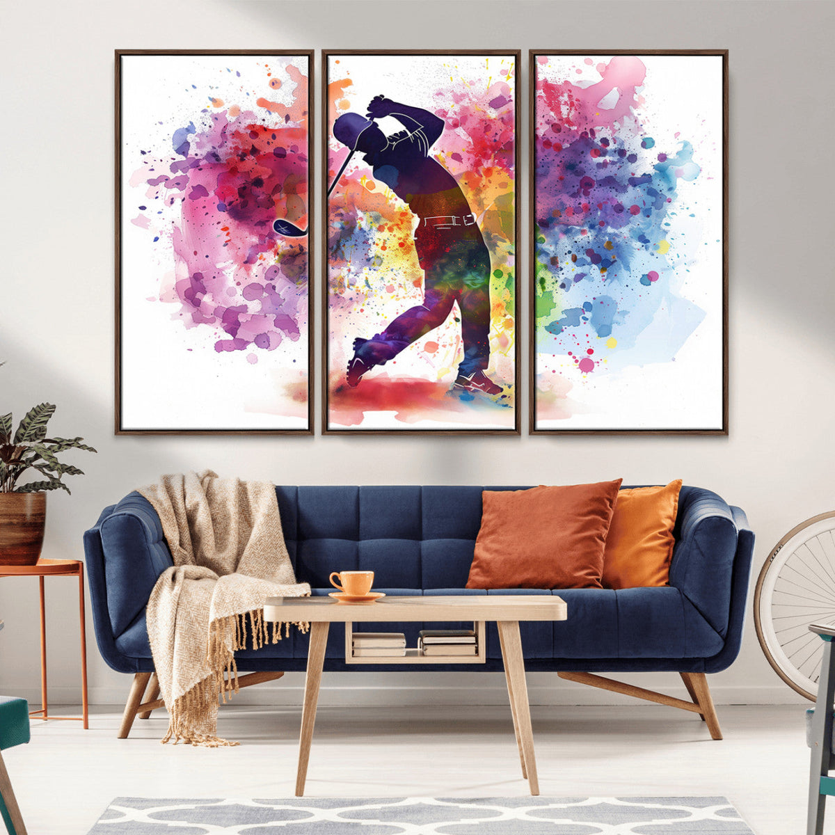 Colorful Golfer Swing Wall Art Canvas Print - Ready to Hang,