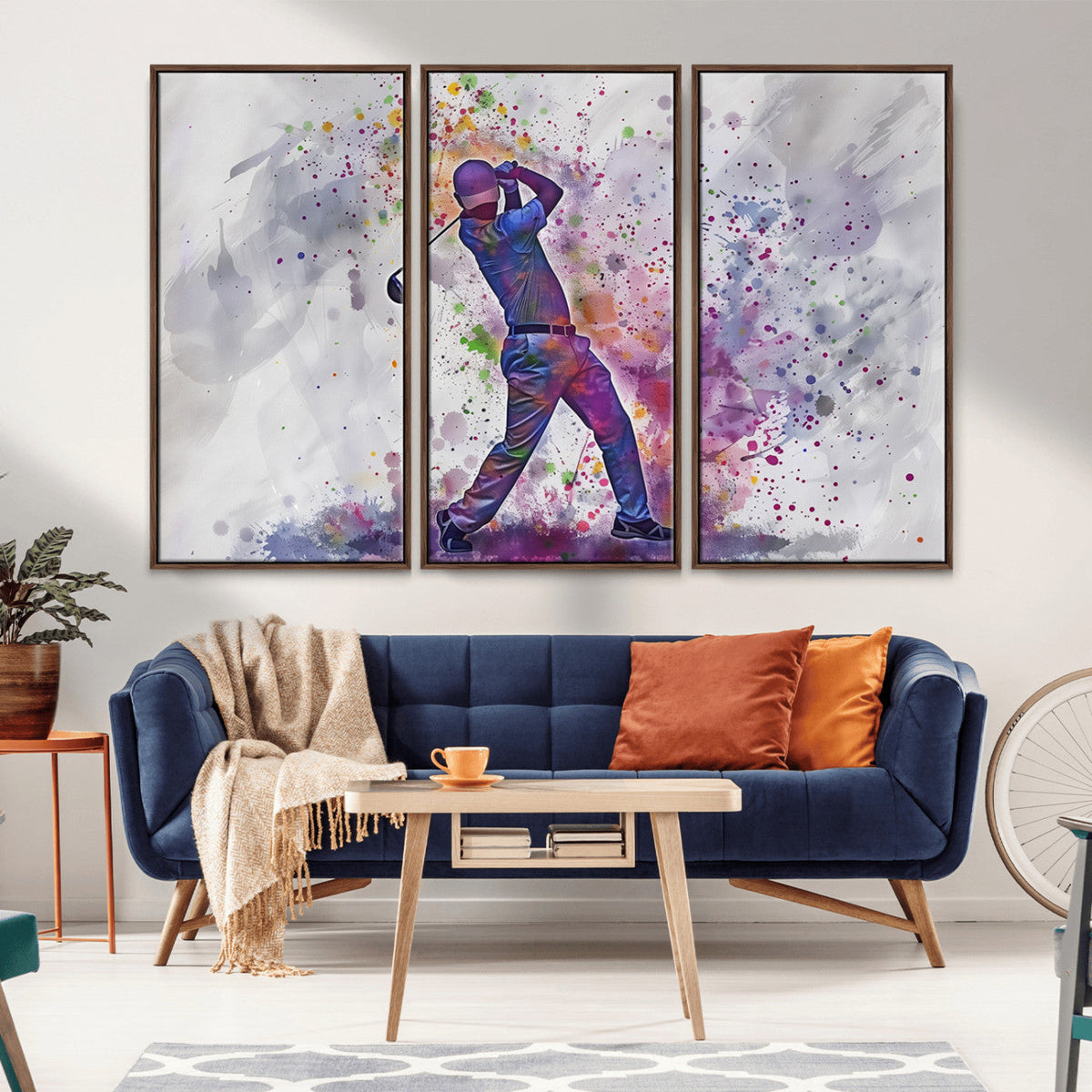 Watercolor Golf Swing Wall Art Canvas Print | Vibrant