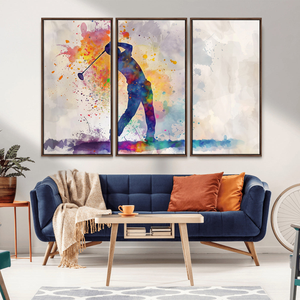 Watercolor Golf Swing Wall Art Canvas Print | Vibrant