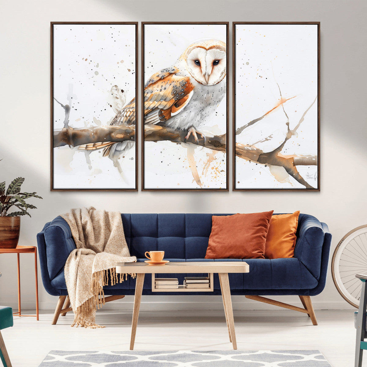 Barn Owl Wall Art on Branch | Stunning Canvas Print for