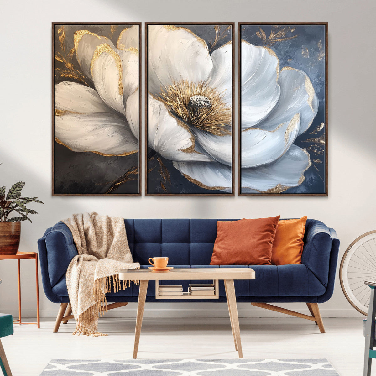 White Magnolia Flower Wall Art Canvas Print | Abstract