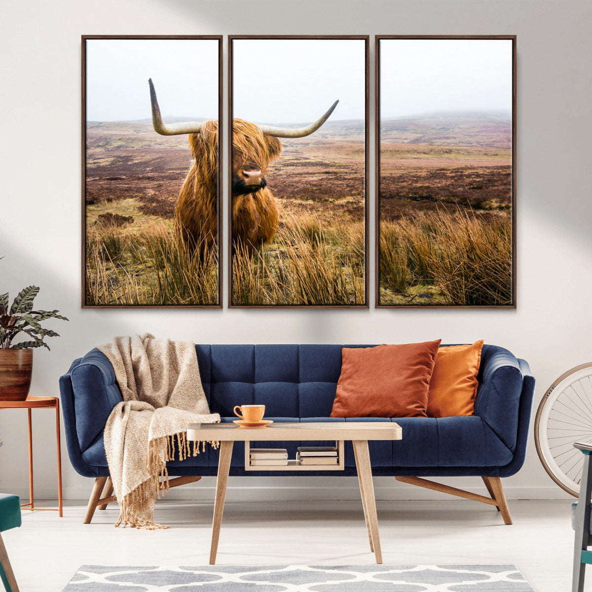 Scottish Highland Cow Canvas Wall Art – Rustic Farmhouse