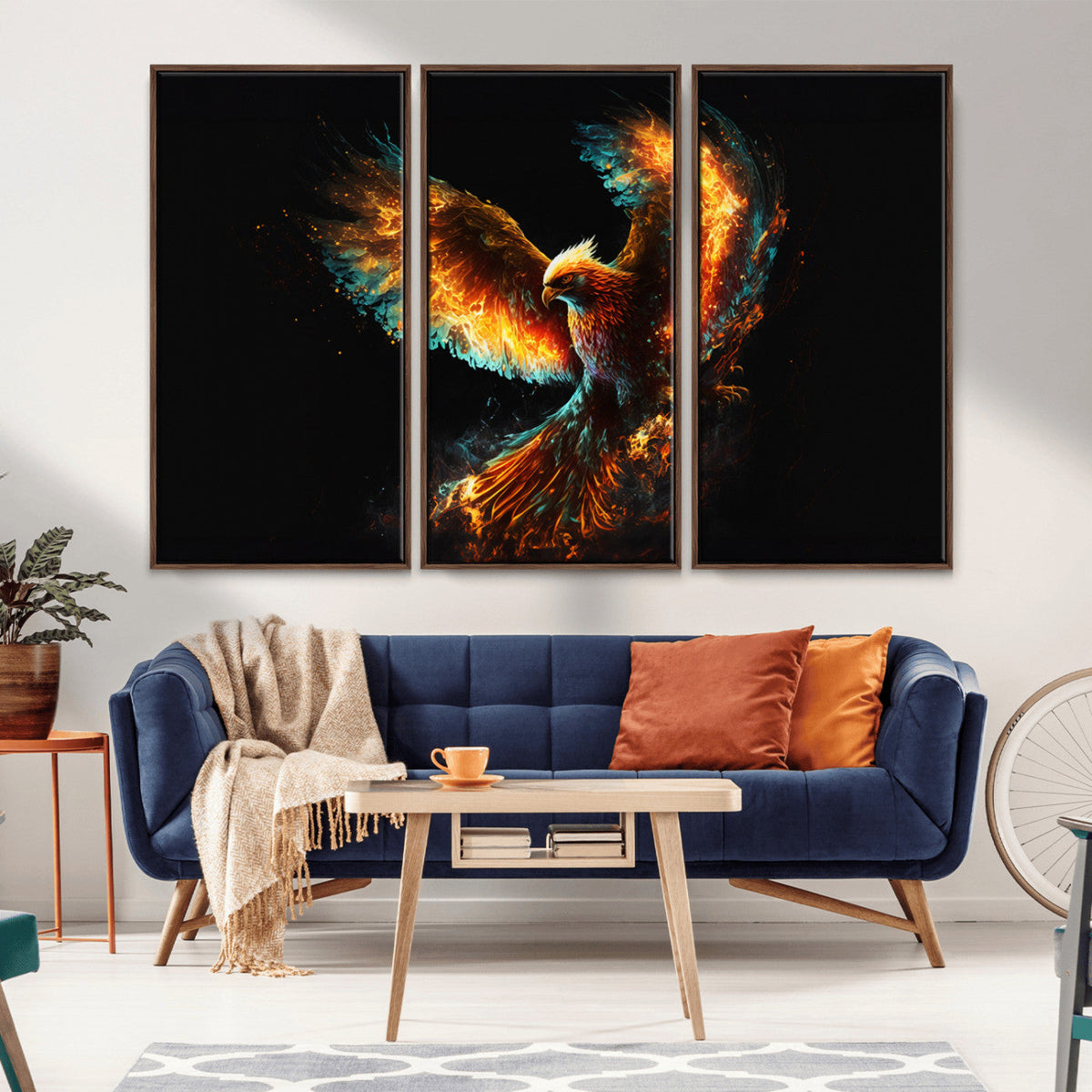 Fiery Phoenix Canvas Print | Ready to Hang Wall Art | Bold