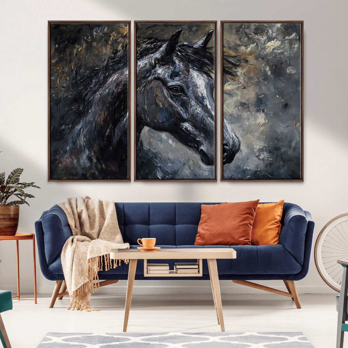 Large Abstract Horse Wall Art Canvas Print | Farmhouse Wall