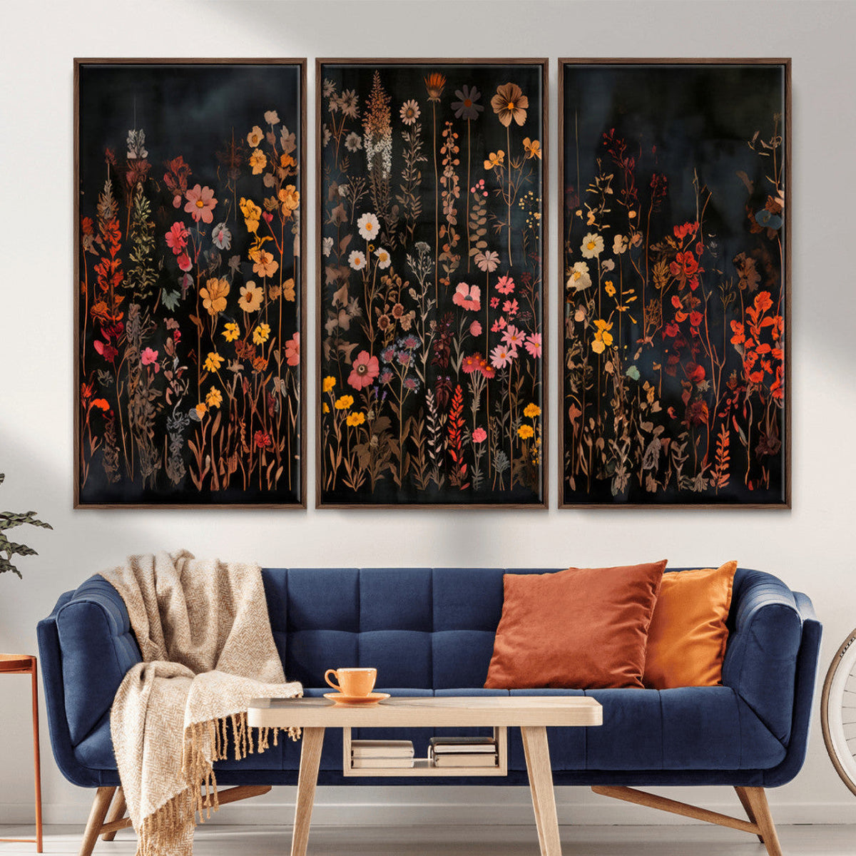 Large Floral Painting Print Illustration Flowers Canvas Wall