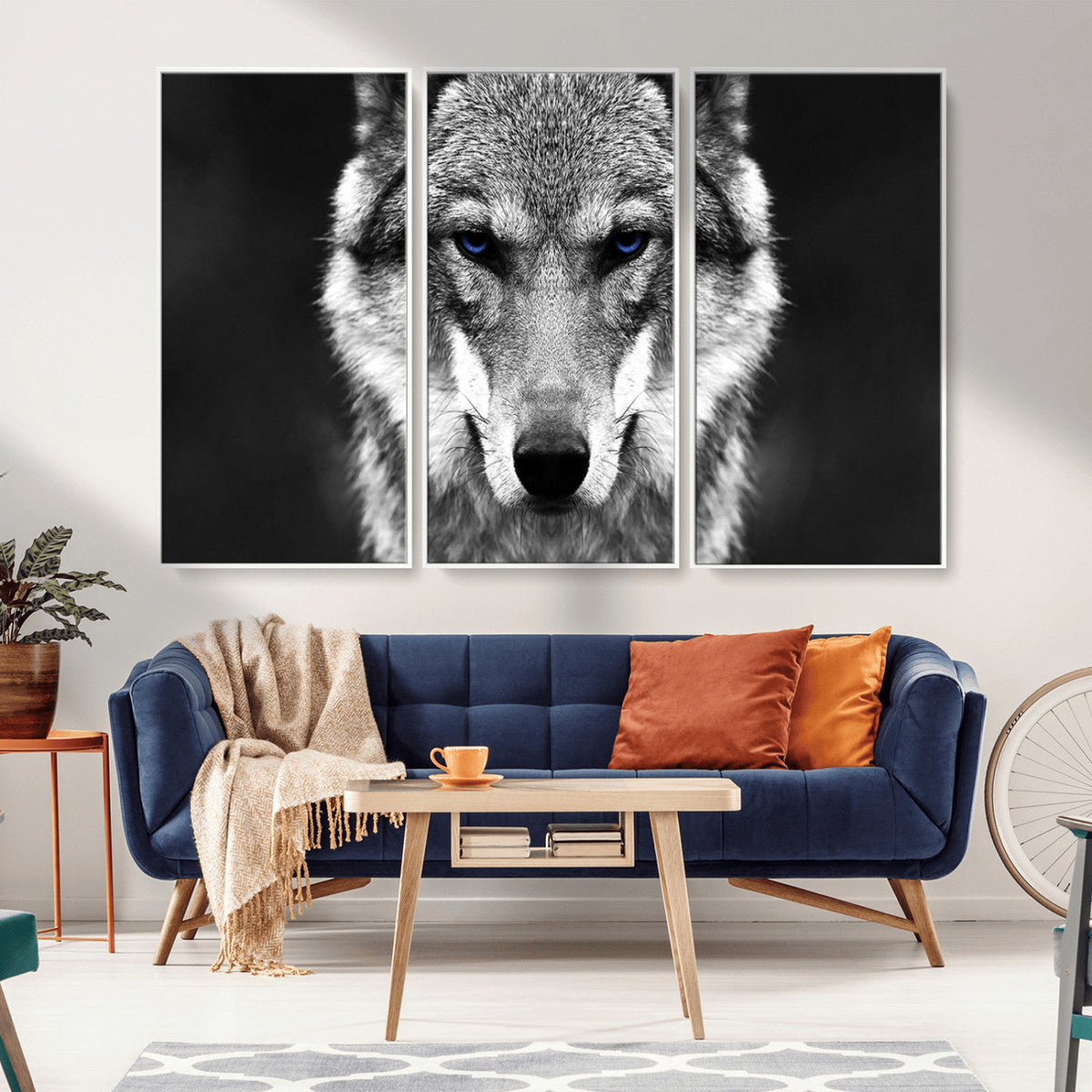 Black and White Wild Wolf Wall Art Canvas Print