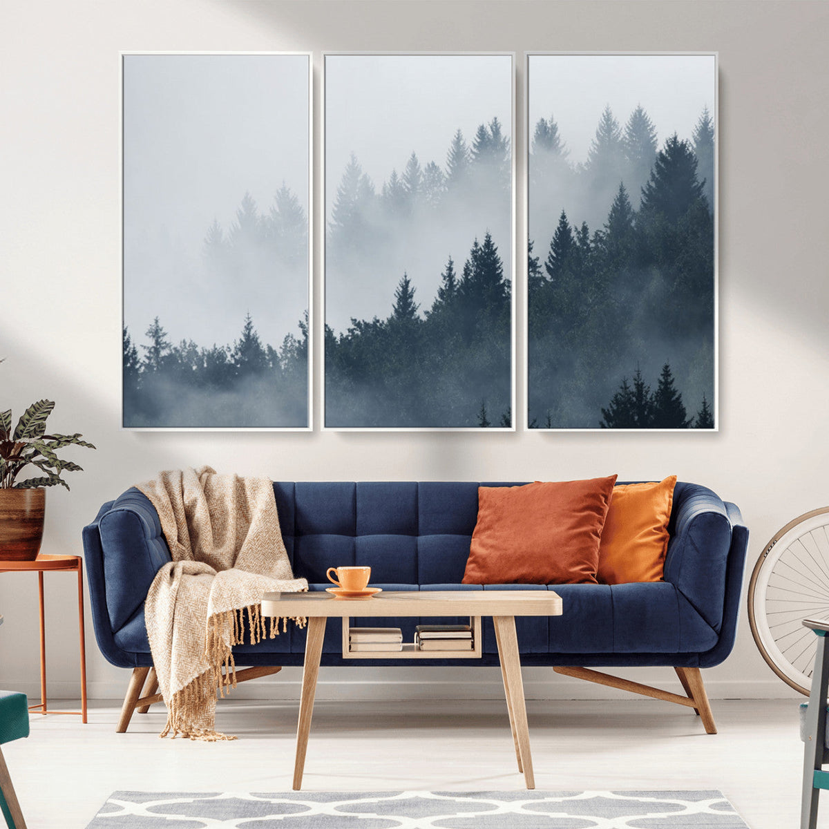 Foggy Pine Forest Wall Art Canvas Print