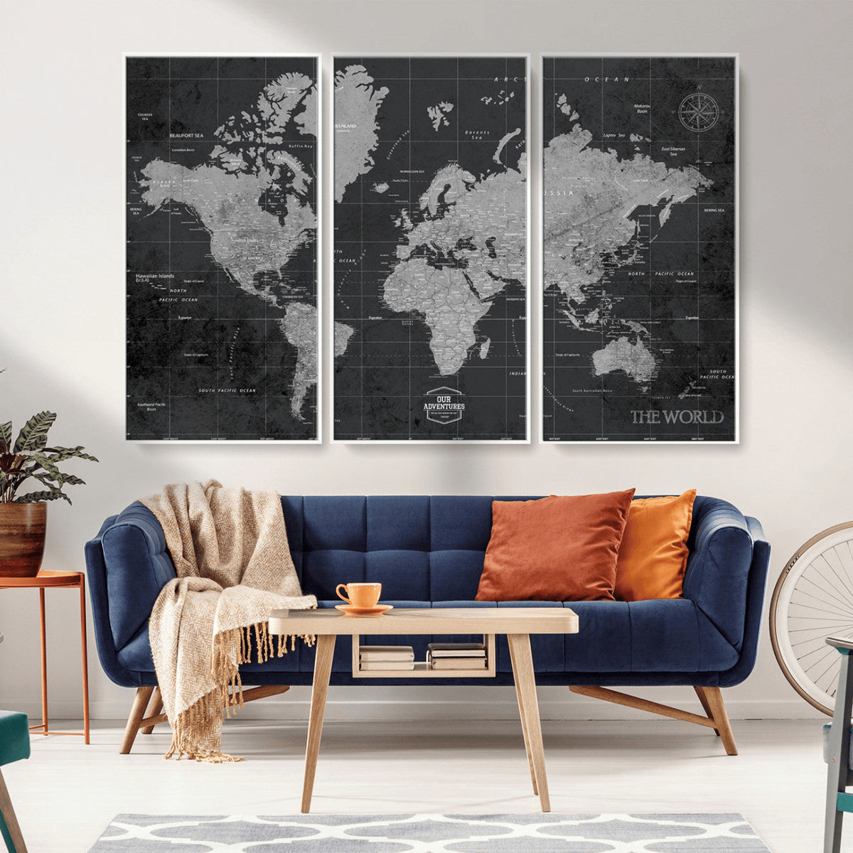 World Map Canvas Print – Detailed Map of the World Wall Art