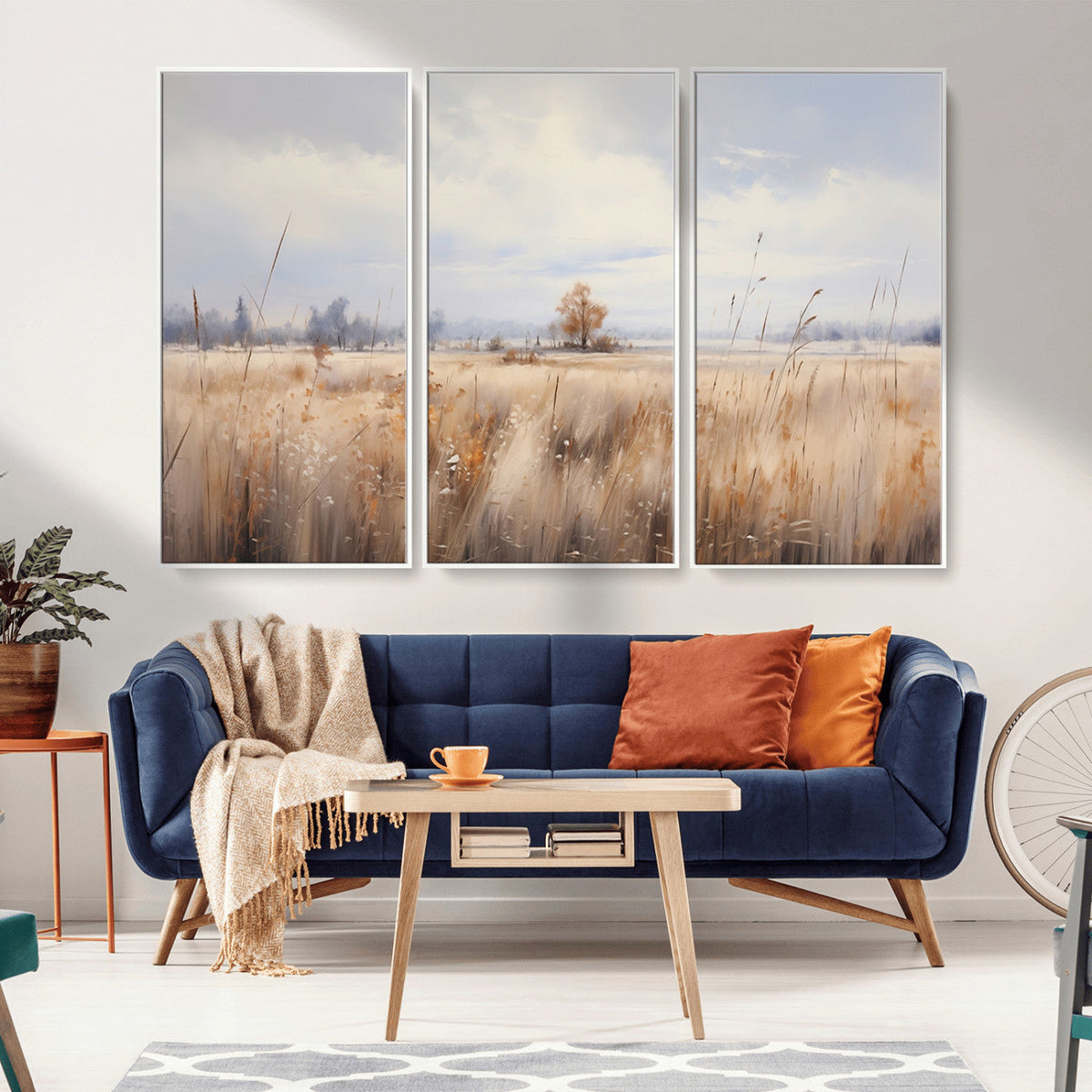 Golden Fields Wall Art Print Canvas – Serene Landscape of