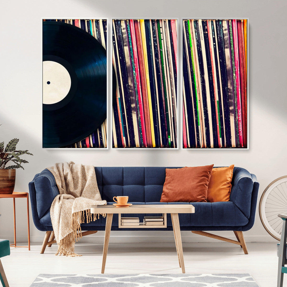 Vinyl Record and Album Collection Canvas Wall Art - Retro