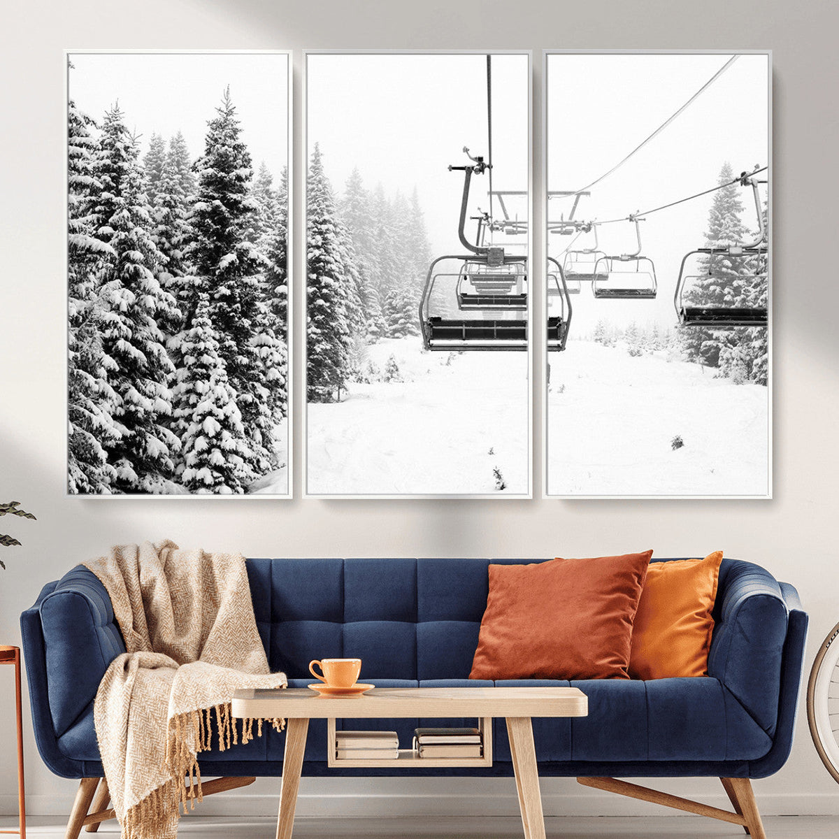 Ski Wall Art - Ski Lift Wall Art Canvas Print Snow Covered
