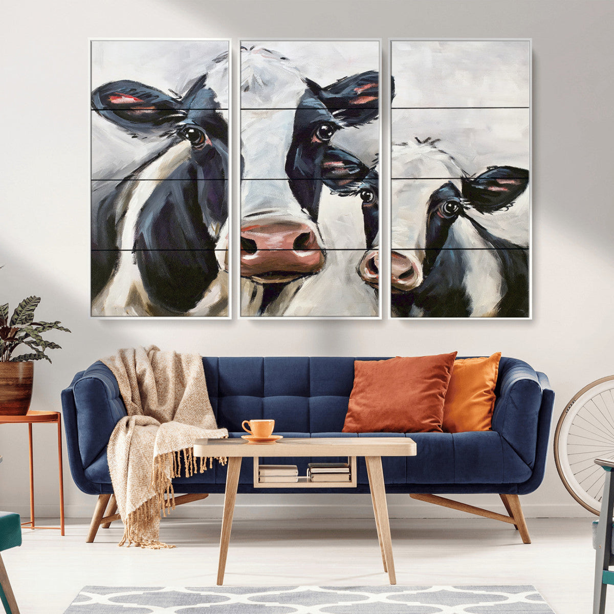 Vintage Baby and Mom Cattle Wall Art Canvas Print