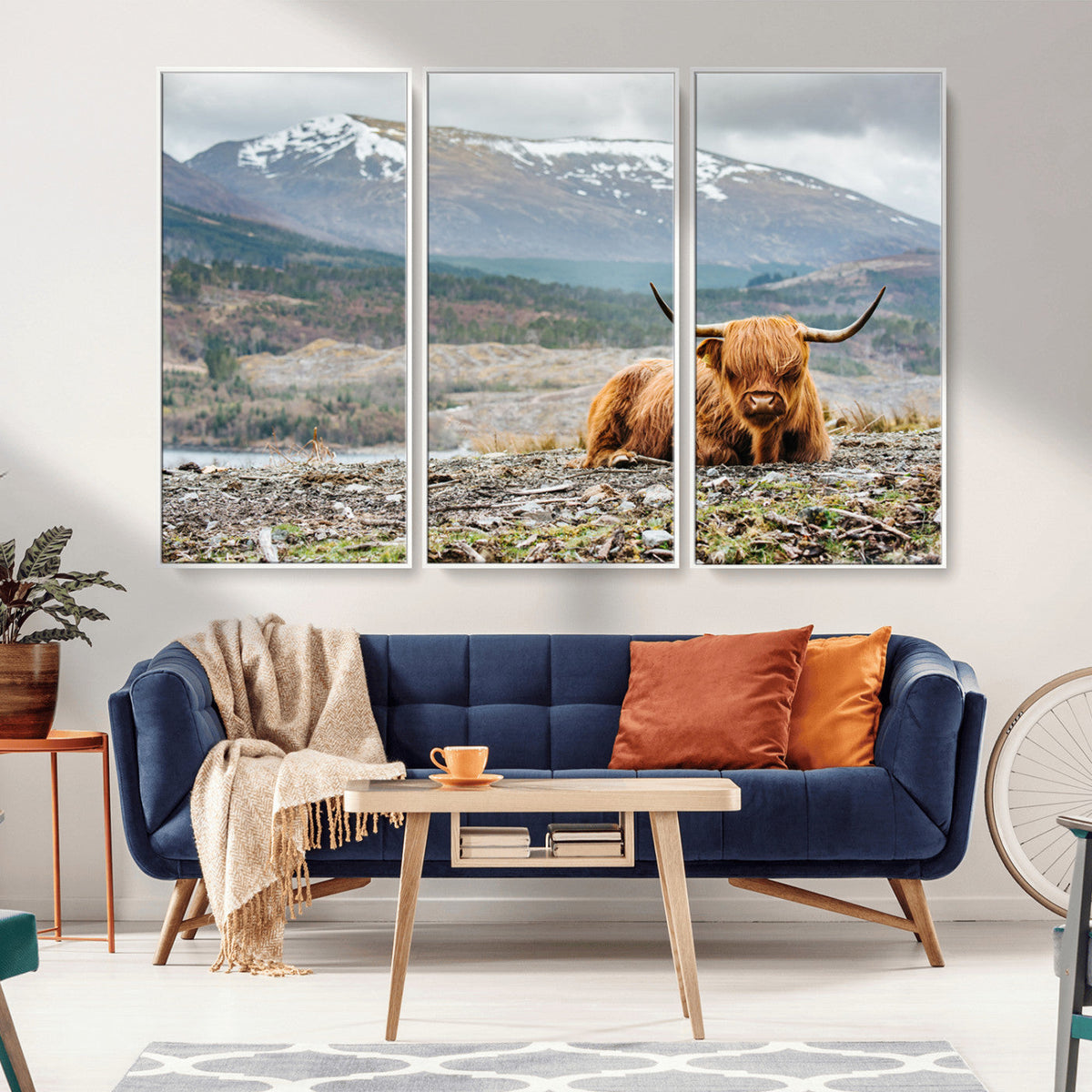 Highland Cow Horn Farm Wall Art Canvas Print