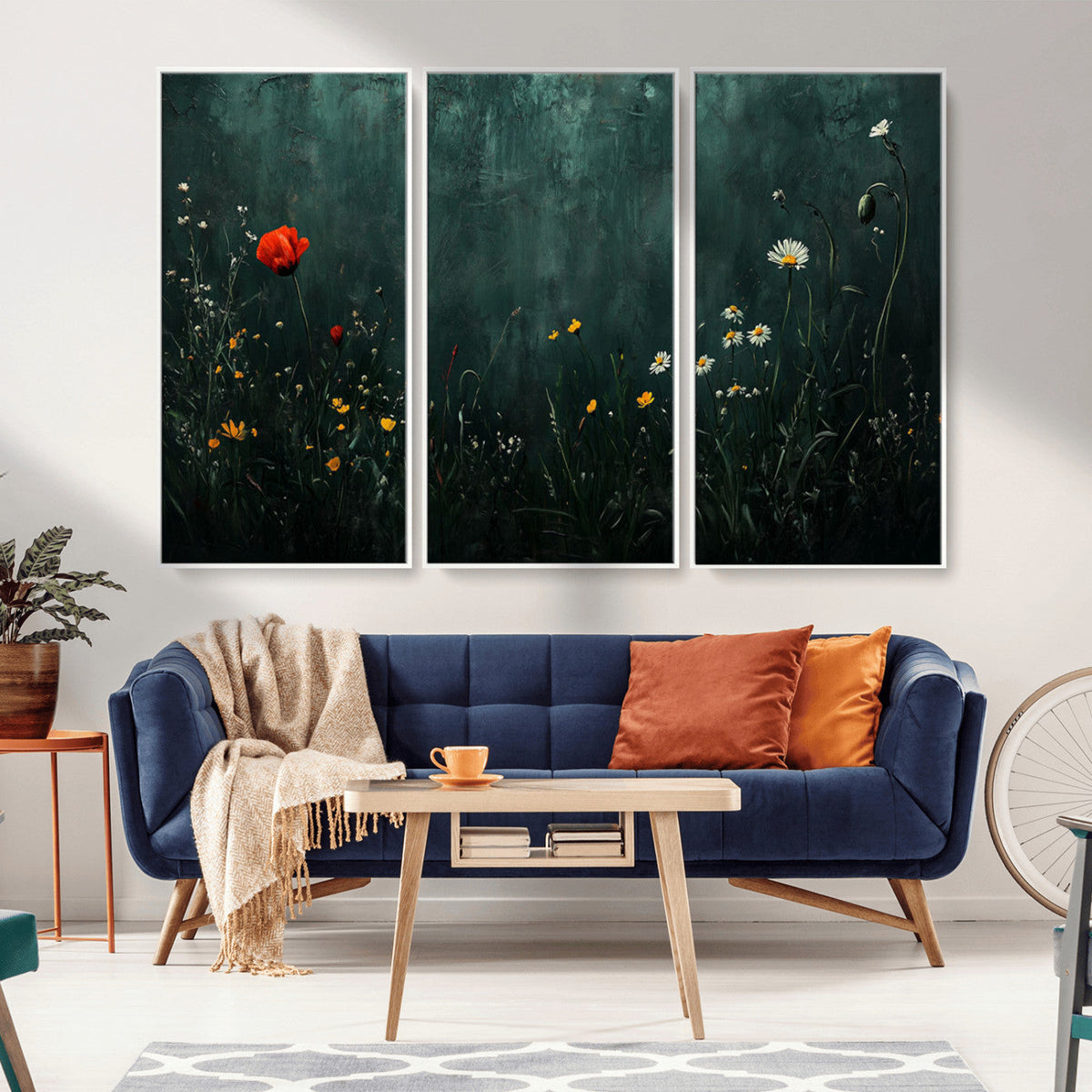 Wildflower Field Framed Wall Art, Vintage Botanical