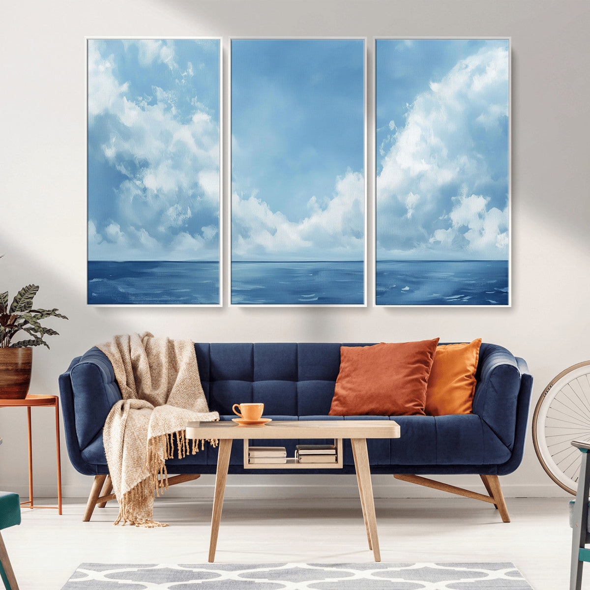 Abstract Ocean Print Artwork- Serene Blue Ocean Canvas Wall