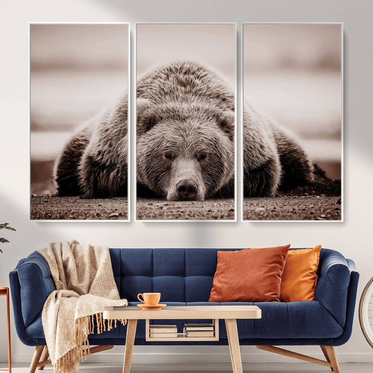 Grizzly Bear Wall Art Print - Bear Canvas Wall Art - Rustic