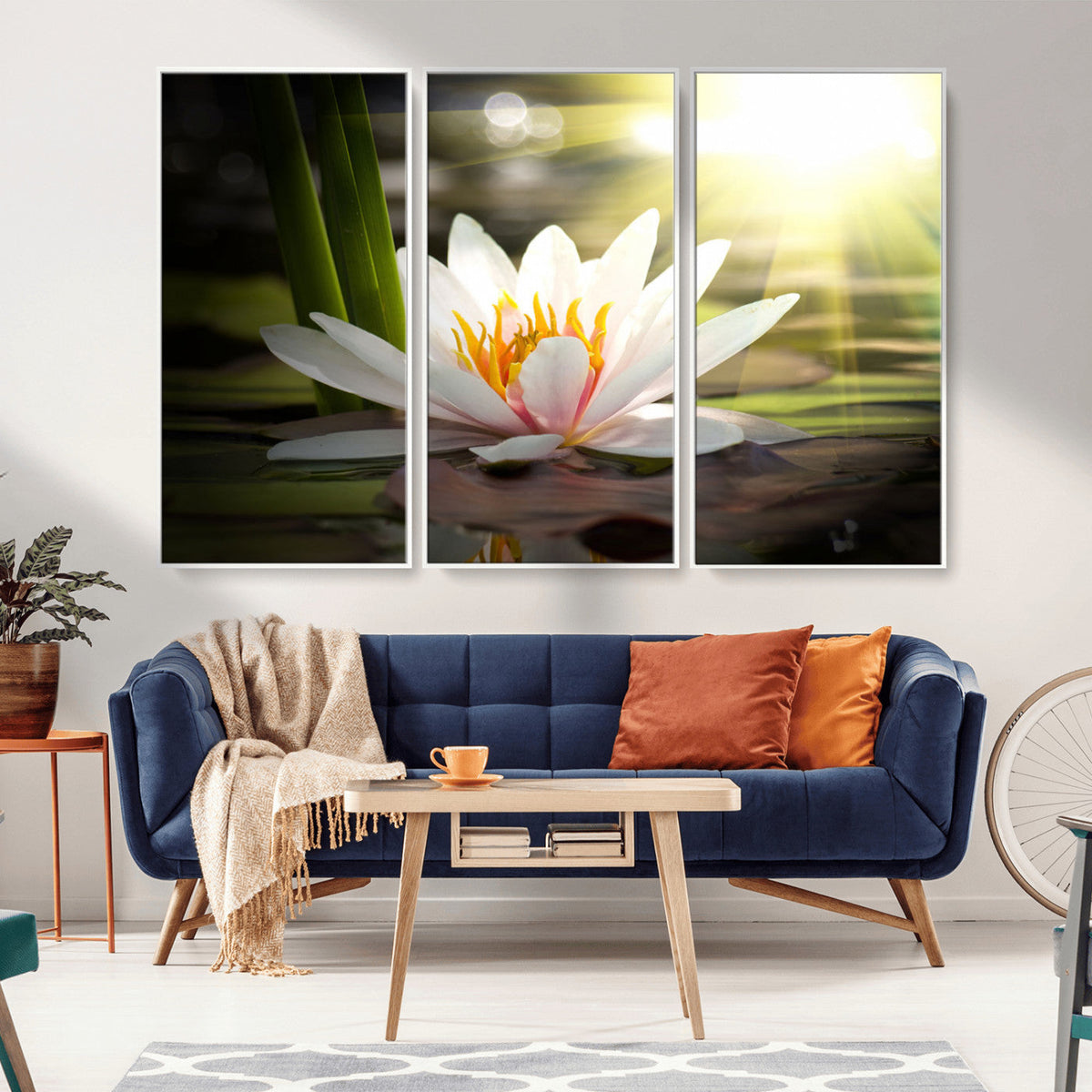 Lotus Flower Wall Art Canvas Print, Water Lily Large Wall
